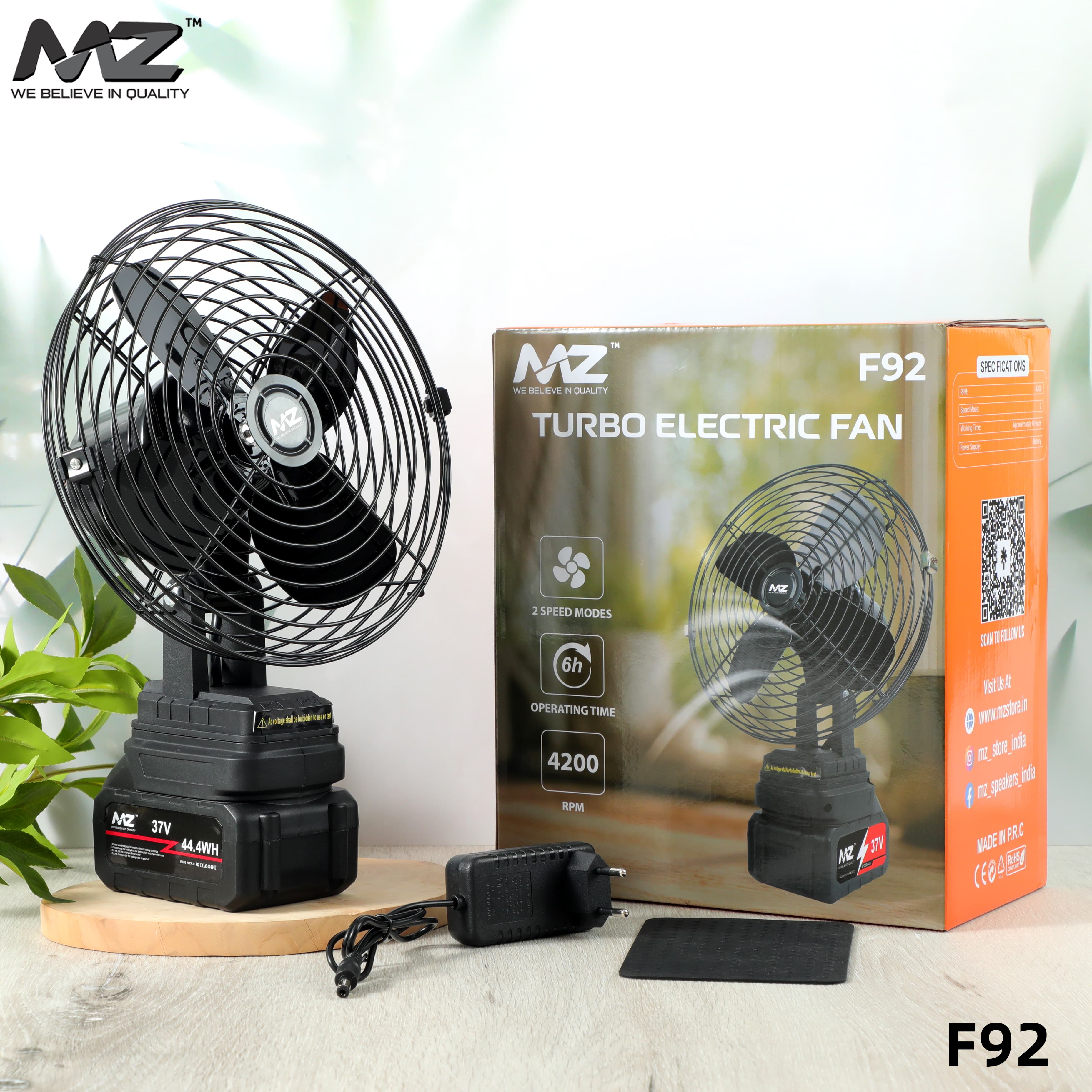 Mz f92 rechargeable fan